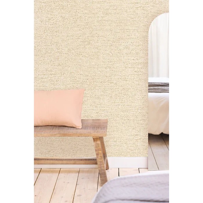 Caselio|Papel pintado textil beige y dorado|Papel Pintado