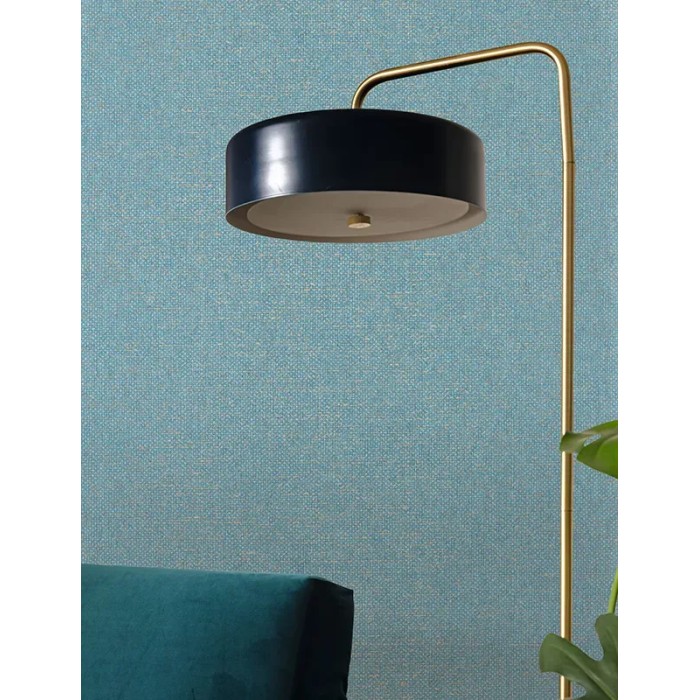 Caselio|Turquoise and gold fabric look wallpaper|Wallpaper