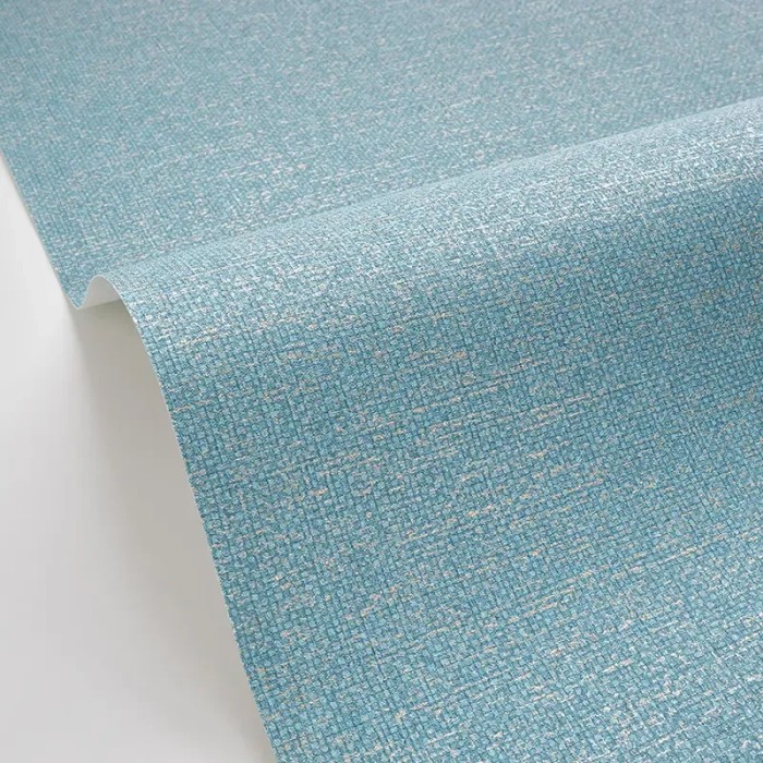 Caselio|Papier peint turquoise et doré aspect textile|Papier Peint