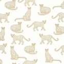 Caselio|Papel pintado infantil dibujos de leopardos blanco y dorado|Juvenil