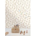 Caselio|Papier peint enfant dessins de léopards blanc et doré|Jeunesse