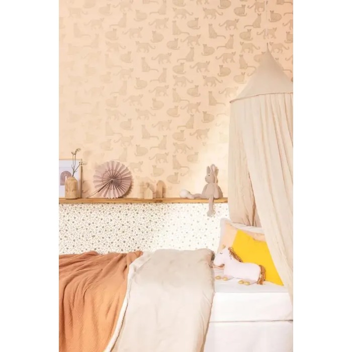 Caselio|Papel pintado infantil leopardos rosa y dorado metalizado|Juvenil