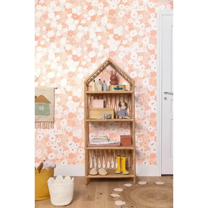 Caselio|Papier peint enfant fleurs multicolores aquarelle rose|Jeunesse