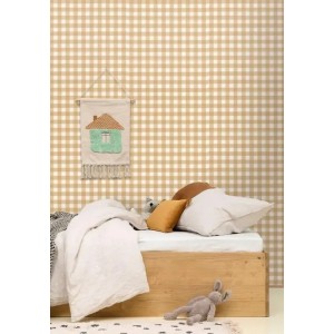 Caselio|Papier peint enfant carreaux vichy vert d’eau|Enfants 2