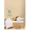 Caselio|Papier peint enfant carreaux vichy marron|Jeunesse