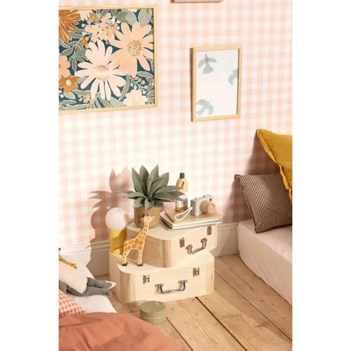 Caselio|Kindertapete Vichy-Karos rosa|Jugend