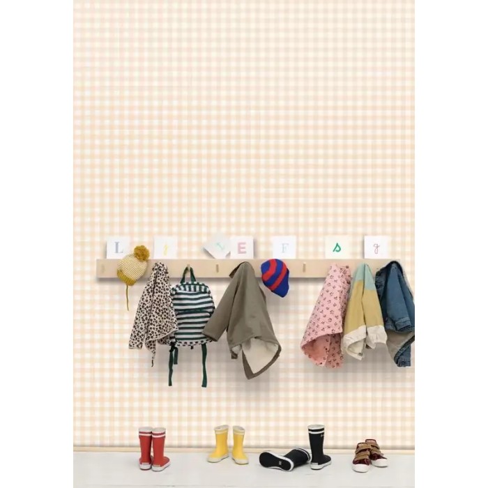Caselio|Papier peint enfant carreaux vichy rose pâle|Enfants