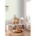 Caselio|Papier peint enfant carreaux vichy vert d’eau|Enfants