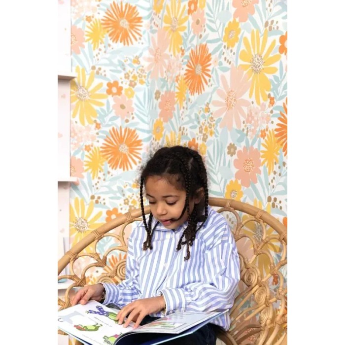 Papel pintado infantil flores XXL margaritas multicolor - Caselio Let´s Go Girls! 104430221