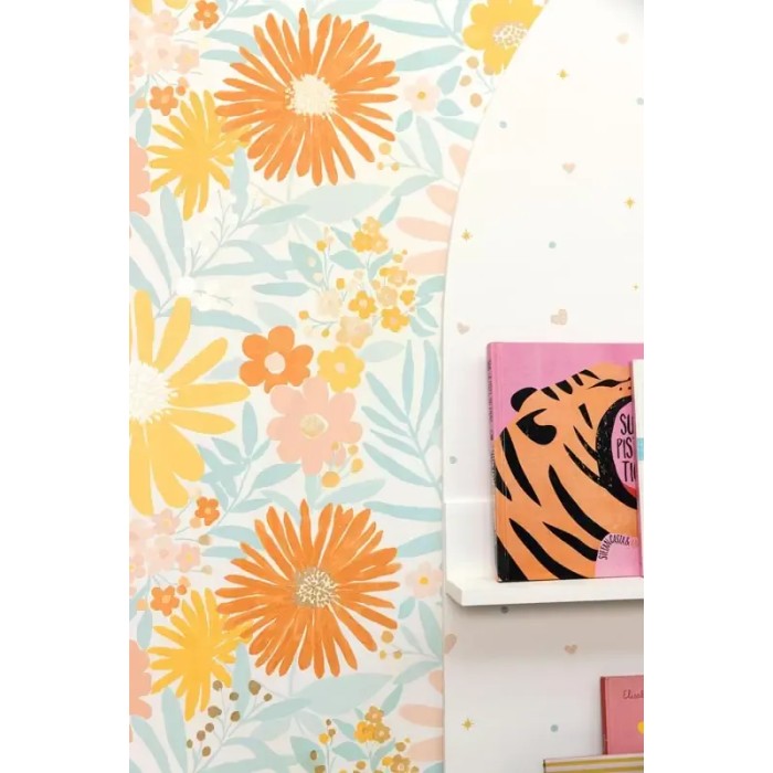 Papel pintado infantil flores XXL margaritas multicolor - Caselio Let´s Go Girls! 104430221