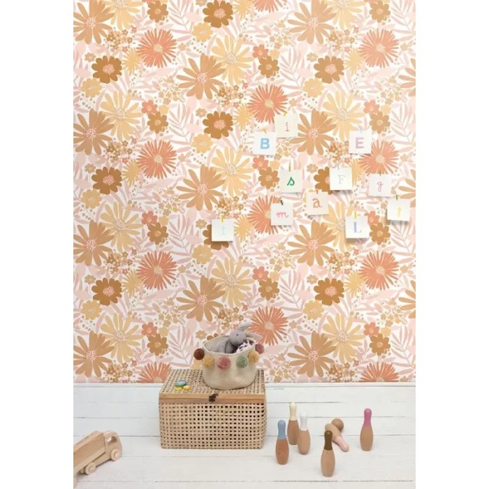 Caselio|Papier peint enfant XXL fleurs marguerites roses|Jeunesse