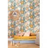 Caselio|Kinder Tapete XXL Blumen blau-rosa Margeriten|Jugend