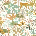 Caselio|Papier peint enfant flore et faune de la jungle blanc et vert|Enfants