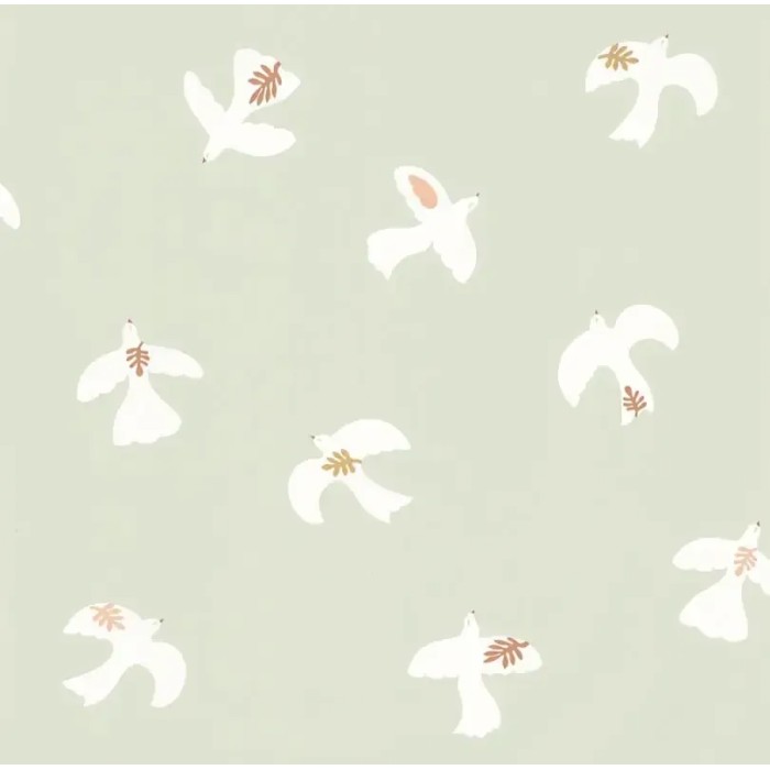 Papel pintado infantil bandada de palomas verde - Caselio Let´s Go Girls! 104507032