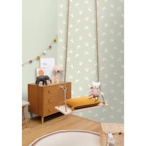 Caselio|Kids wallpaper flock of doves salmon pink|Children's 2