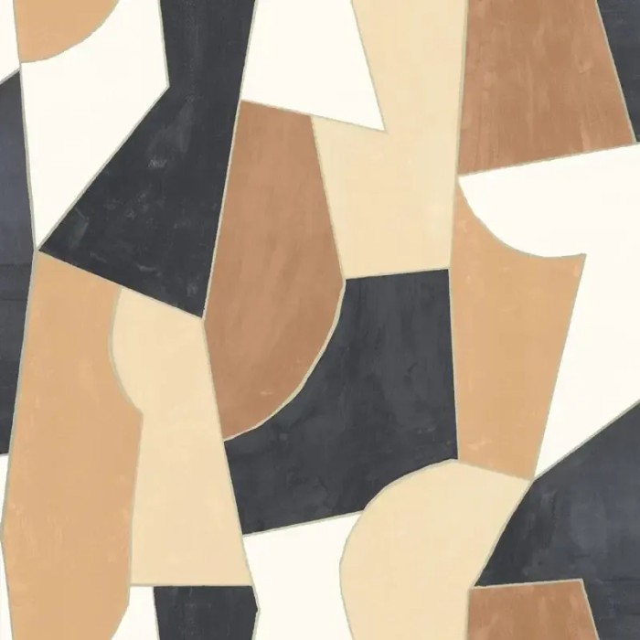 Caselio|Papel pintado moderno mosaico artístico marrón y negro|Geométrico