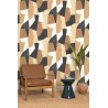 Caselio|Papier peint moderne avec mosaïque artistique marron et noir|Géométrique