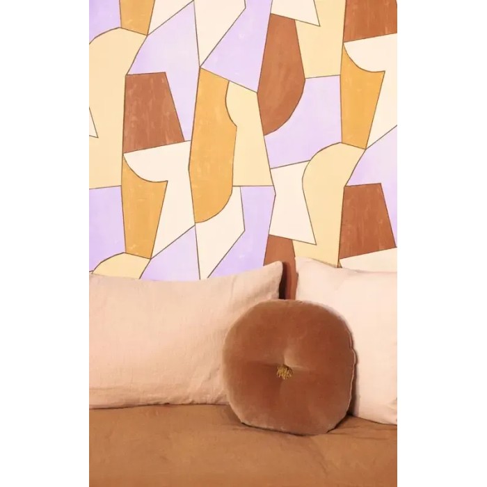 Papel pintado moderno mosaico artístico lila y marrón - Caselio XXL 104513040