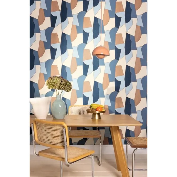 Caselio|Papier peint moderne bleu style toile tachiste|Géométrique