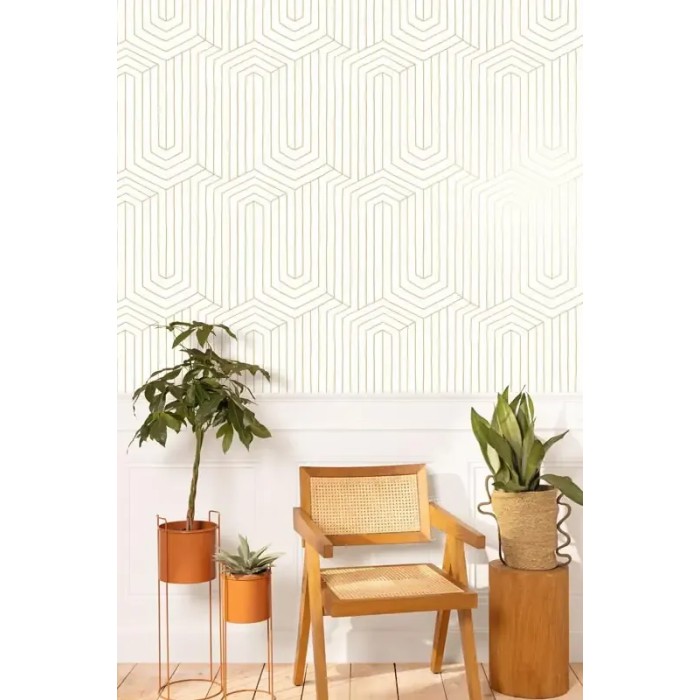 Caselio|Moderne Tapete weiß und gold, Unendlichkeit-Muster|Modern