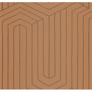Elitis|Papier peint vinyle forme vagues marron terre cuite style mosaïque|Papier Peint
