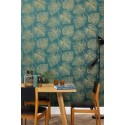 Caselio|Moderne Blumentapete, Ginkgo-Blätter grün und gold|Modern