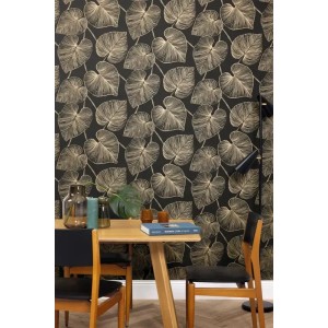 Casadeco|Papier peint moderne avec formes abstraites beige et noir|Moderne 2