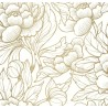 Caselio|Papel pintado flores exuberantes blanco y dorado|Romántico