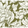 Caselio|Modern floral wallpaper, exuberant flowers khaki green|Romantic