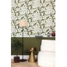 Caselio|Modern floral wallpaper, exuberant flowers khaki green|Romantic