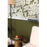 Caselio|Modern floral wallpaper, exuberant flowers khaki green|Romantic