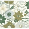 Caselio|Papier peint floral jeunesse vert|Papier Peint