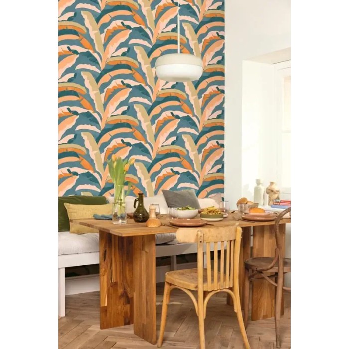 Caselio|Tropical palm leaves wallpaper multicolor|Abstract