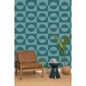 Caselio|Papier peint rétro moderne avec cercles turquoise|Cercles