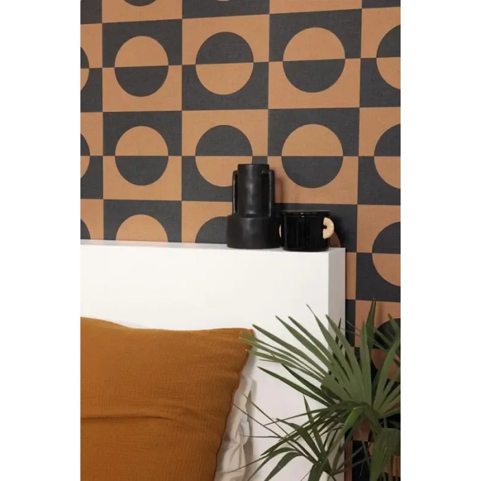 Caselio|Papel pintado moderno de círculos marrón y negro|Circulos