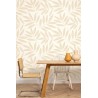 Caselio|Papier peint floral avec grandes feuilles XXL beige et doré|Scandinave
