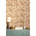 Caselio|Papel pintado floral, estampado hojas grandes marrón y oro|Papel Pintado