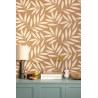 Caselio|Papel pintado floral, estampado hojas grandes marrón y oro|Papel Pintado