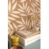 Caselio|Papel pintado floral, estampado hojas grandes marrón y oro|Papel Pintado
