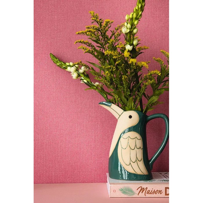 Caselio|Papel pintado efecto textil fucsia|Papel Pintado