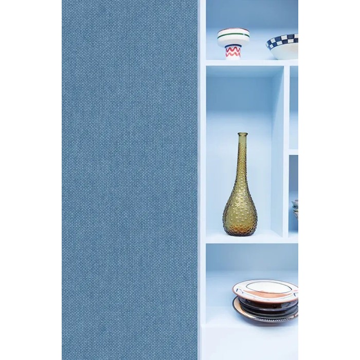 Caselio|Textile effect wallpaper in blue|Raffia Imitation