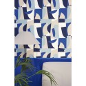 Caselio|Papier peint imitation lin bleu|Papier Peint