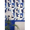 Caselio|Papier peint imitation lin bleu|Papier Peint
