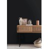 Caselio|Plain linen effect wallpaper in black|Wallpaper