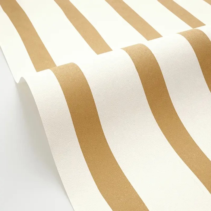 Caselio|Papel pintado rayas sinuosas amarillo mostaza|Rayas