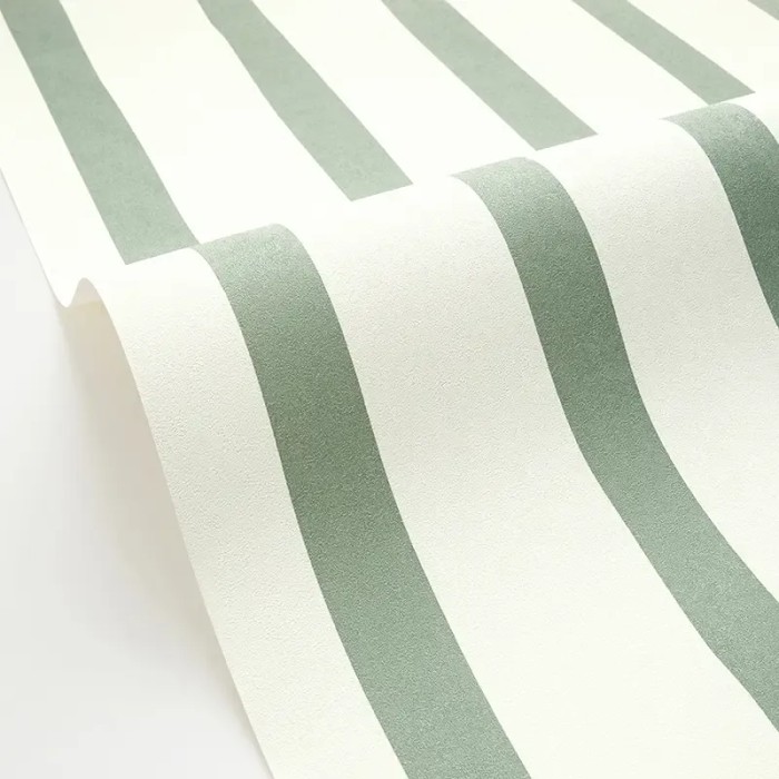 Caselio|Wavy green striped wallpaper|Stripes