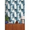 Caselio|Papier peint géométrique design artistique bleu pétrole|Géométrique