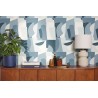 Caselio|Geometric wallpaper with artistic design in petrol blue|Geometric