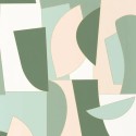 Caselio|Papel pintado geométrico dibujo artístico verde y beige|Geométrico
