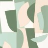Caselio|Papier peint géométrique design artistique vert et beige|Géométrique